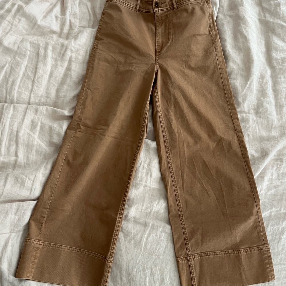 Everlane tan wide-leg trousers